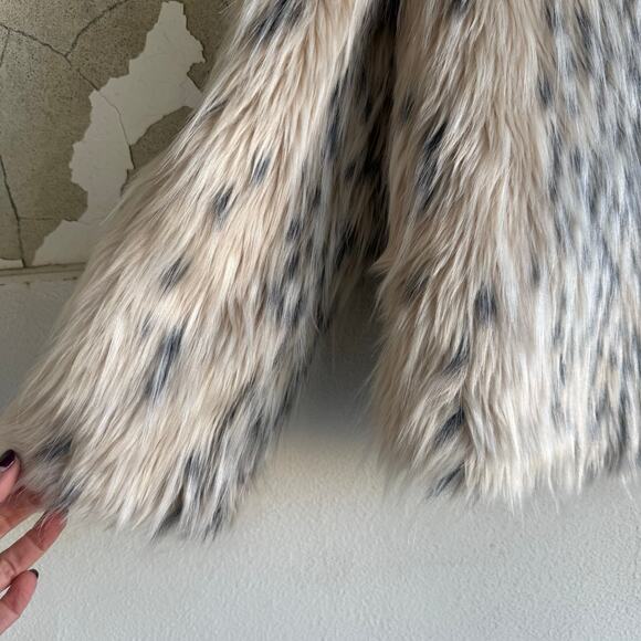 Topshop Faux Fur Jacket Teddy Plush Animal Print Y2K Model Off Duty Coat Size 6 - Picture 8 of 8